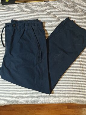 Peter Christian Men Dark Navy Cotton Field Elastic Waist Pants Waist 38